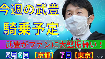 【競馬】今週の武豊騎乗予定5月6日は京都、7日は東京で騎乗します！NHKマイルカップで大盤振舞い！？