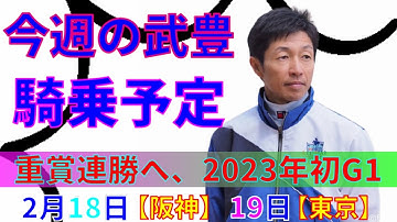 【競馬】今週の武豊騎乗予定2月18日は阪神、19日は東京で騎乗します☆京都牝馬ステークスや2023年のJRA初G1フェブラリーステークスももちろん騎乗します！